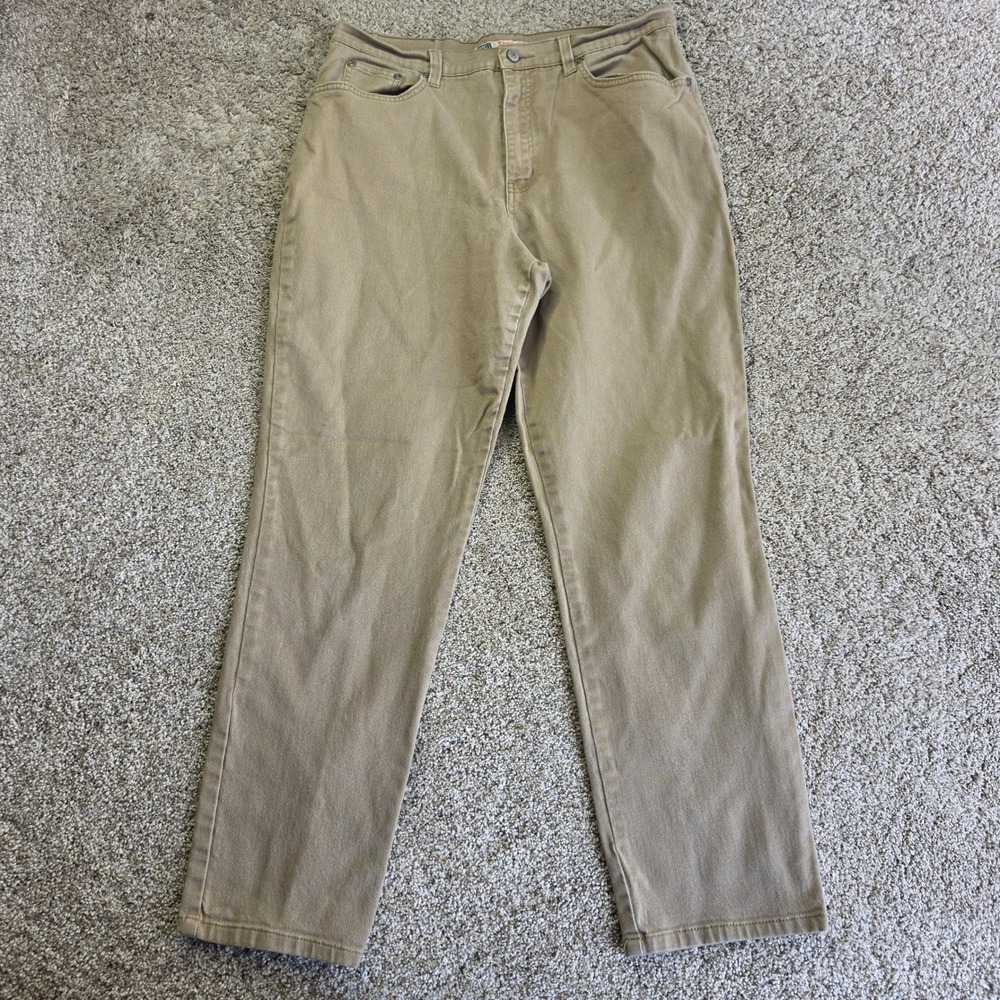 VINTAGE Faded Glory Straight Leg Pants Womens 18 Average Tan Stretch Casual